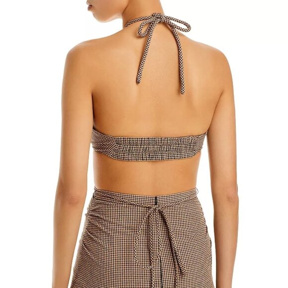 Proenza Schouler White Label Gingham Halter Top in Coral/Black Size 8 NWT - Picture 2 of 5